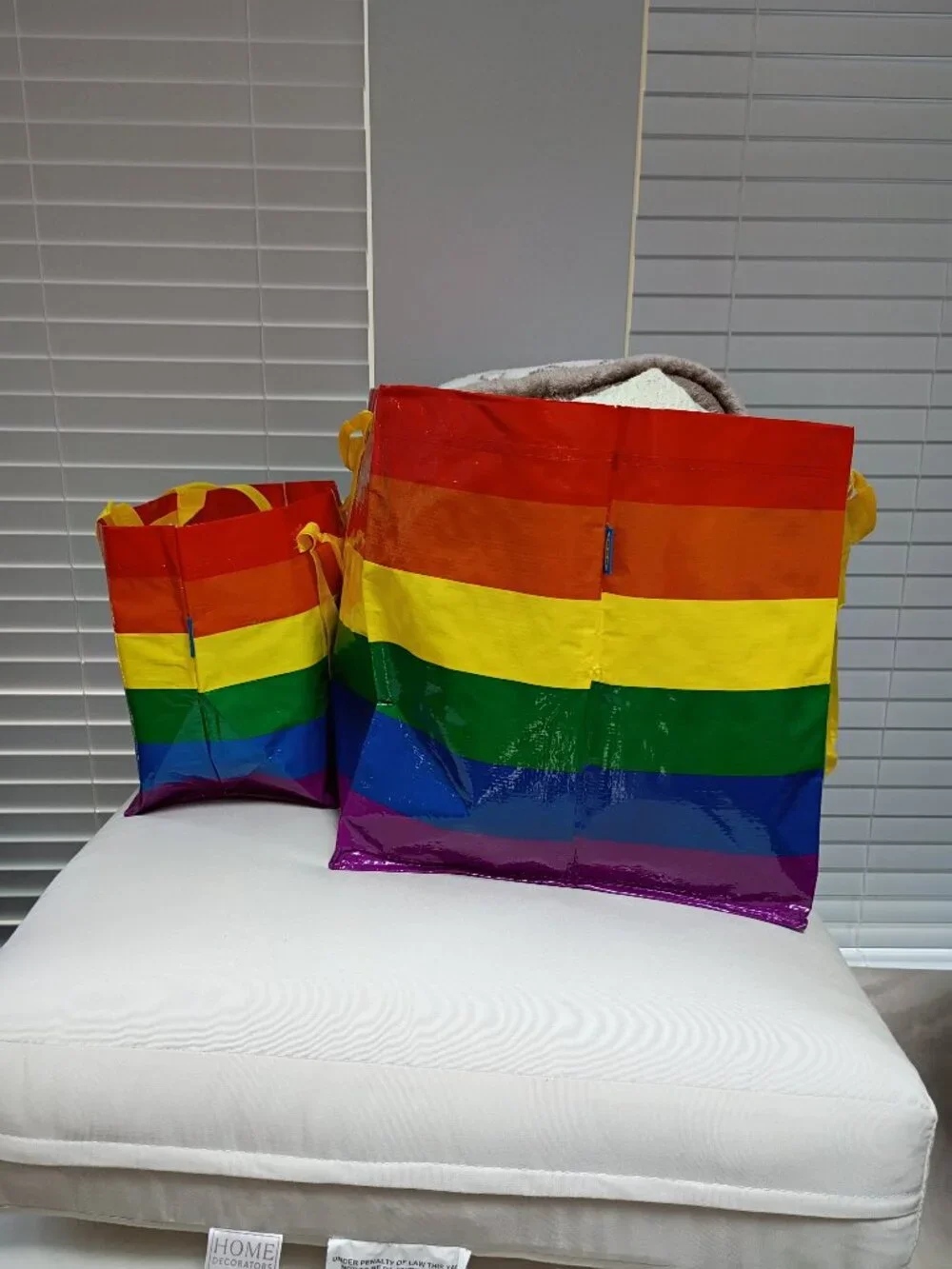 Set of 2 IKEA Storstomma Rainbow Pride Shopping Bags 1 Large 19Gal, 1 Small 3Gal